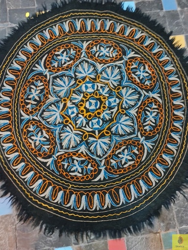 [inaara_sp00423] Namada Crewl Embroidery Rug Round