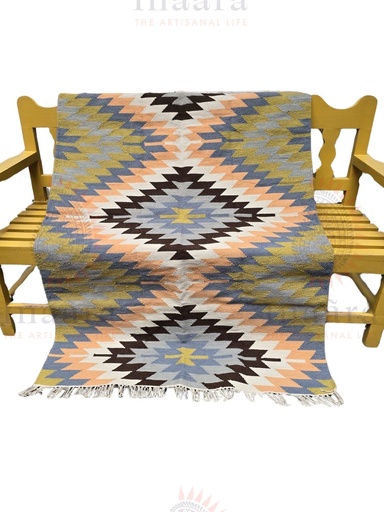 [inaara_sp00687] Geometric pattern hand knotted rug (6x4)