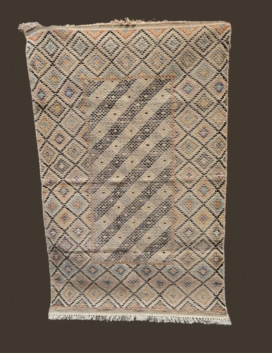 [inaara_sp00186] Geometric pattern Hand knotted rug