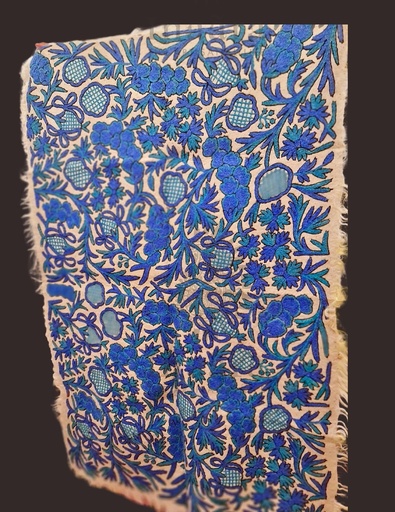 [inaara_sp00329] Blue floral pattern namda rug (6x4 feet)