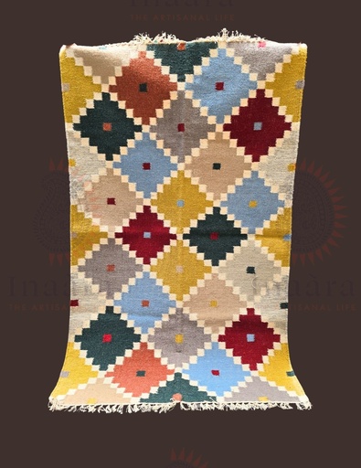 [inaara_sp00160] Charpai Handwoven Dhurrie