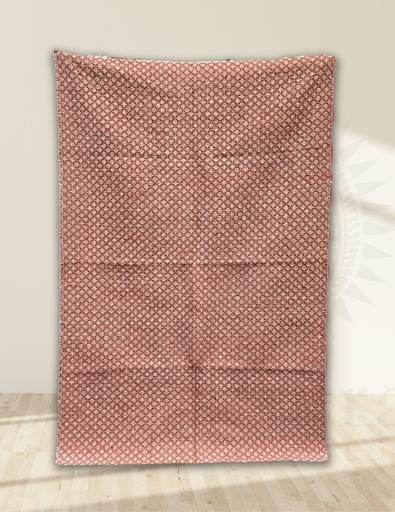 [inaara_sp00236] Geometric Mesh Handwoven Dhurrie - Red-Brown