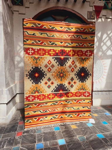 [inaara_sp00658] Sunburst Handwoven Dhurrie(6x4ft)