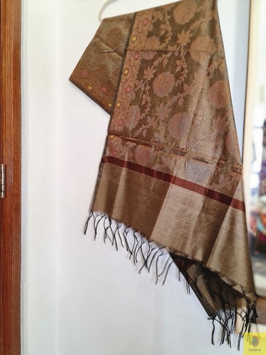 [inaara_sp00042] Banarasi Silk Dupatta-Dupion