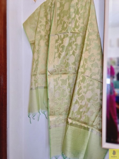 [inaara_sp00037] Banarasi Dupatta - Chinese Green