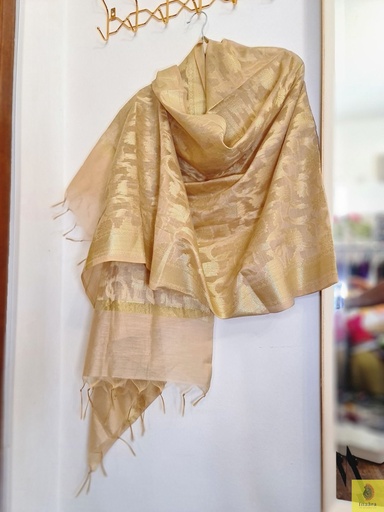 [inaara_sp00040] Banarasi Silk Dupatta - Cream