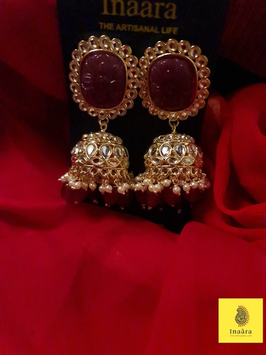 [inaara_sp00643] Stone and Pearl Jhumkas