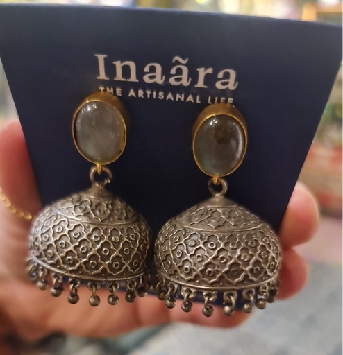 [inaara_sp00109] Black Metal Jhumkas