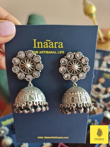 [inaara_sp00479] Oxidised Jhumkas