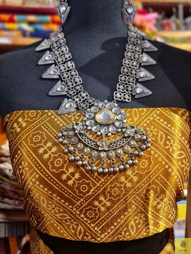 [inaara_sp00481] Oxidised Metal Chandni Neckpiece