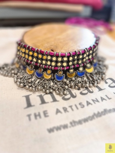 [inaara_sp00004] Afghan Mirror Work Necklace