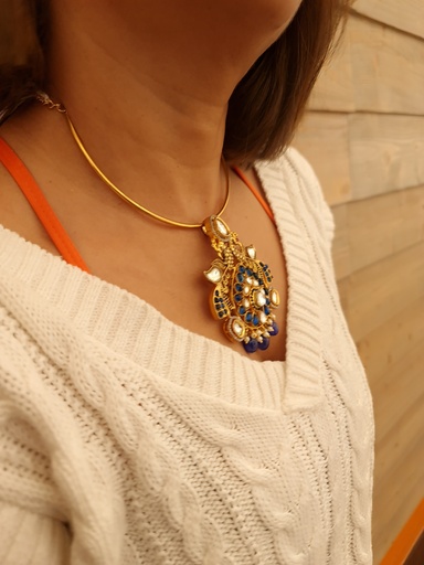 [inaara_sp00490] Peacock Hasuli Necklace