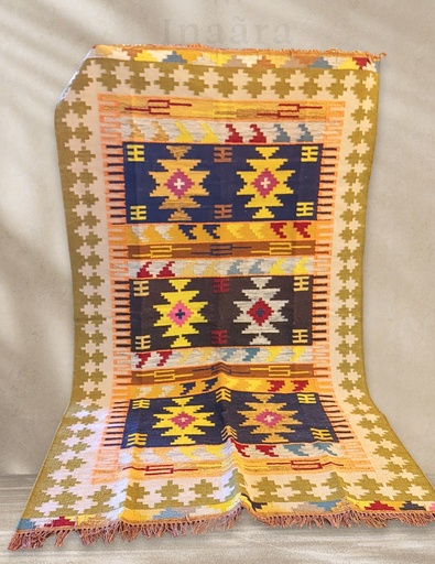 [inaara_sp00348] Khusru Handwoven Dhurrie(8x5ft)