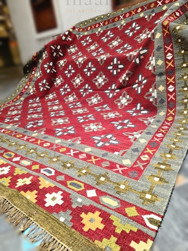 [inaara_sp00723] Zaytun Al Adham Handwoven Dhurrie