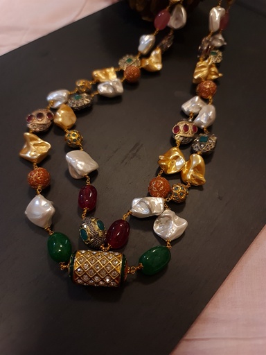 [inaara_sp00692] Two layer baroque mala necklace