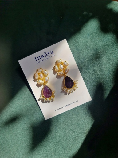 [inaara_sp00011] Amethyst & Pearl Bespoke Earrings
