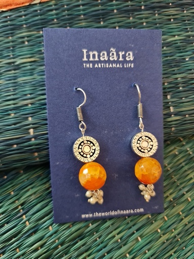 [inaara_sp00619] Silver tone brass earrings