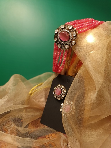 [inaara_sp00498] Pink Tourmaline Victorian Choker Set