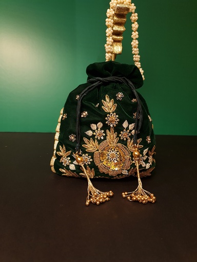 [inaara_sp00468] Original zardosi and parsi gara embroided potli bag