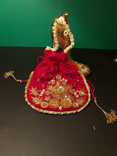 [inaara_sp00471] Original zardosi and parsi gara embroided potli bag