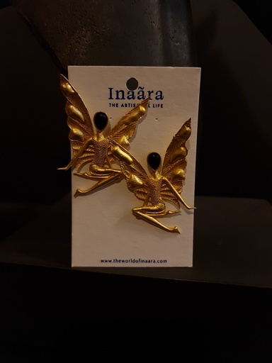 [inaara_sp00129] Butterfly Angel Studs - Black