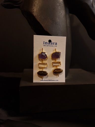 [inaara_sp00516] Raw Amethyst & Quartz Earrings