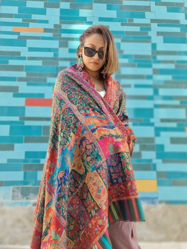 [inaara_sp00227] Forest Stories Kashmir Shawl