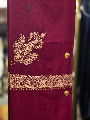 [inaara_sp00288] Handmade Semi-Pashmina Ghutra - Burgundy