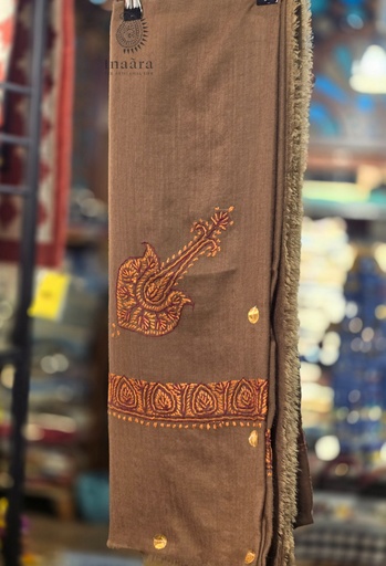 [inaara_sp00293] Handmade Semi-Pashmina Ghutra Warm Nature Tone
