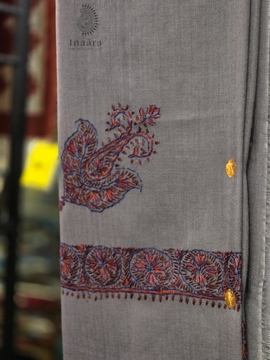 [inaara_sp00291] Handmade Semi-Pashmina Ghutra - Greyish Tones