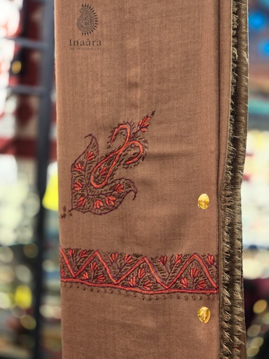 [inaara_sp00290] Handmade Semi-Pashmina Ghutra - Earth Tones