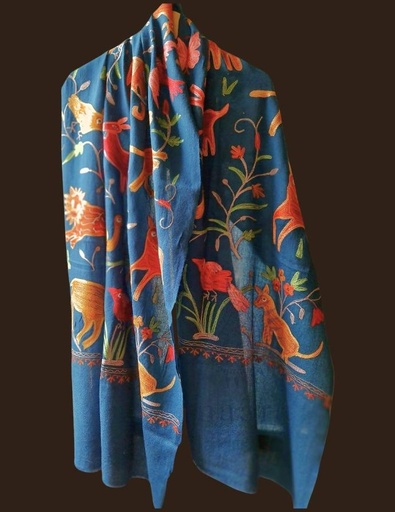 [inaara_sp00699] Vann Embroidered Shawl (Teal)