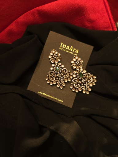 [inaara_sp00187] Deepa CZ and Kundan Earrings