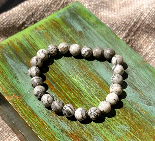 [inaara_sp00078] Bead Bracelets- Grey Jasper