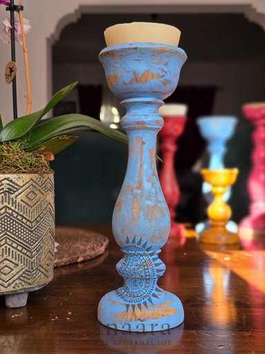 [inaara_sp00246] Gharonda Blue Candle Holder - Medium