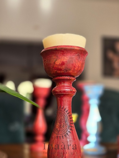 [inaara_sp00625] Sindoori Red Candle Holder - Medium