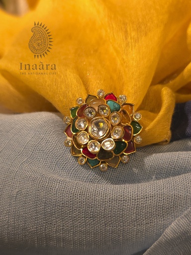 [inaara_sp00580] Satrangi Kundan Ring