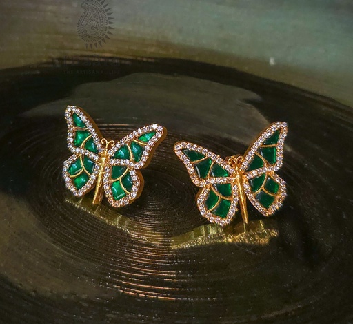 [inaara_sp00676] Titli Studs - Forest Green