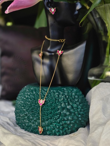 [inaara_sp00371] Liànhuā necklace & studs- pink