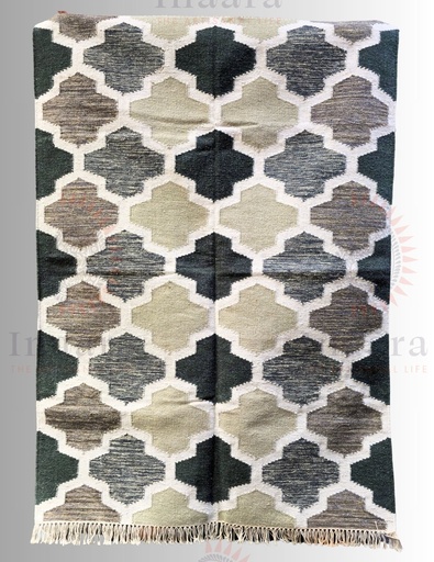 [inaara_sp00018] Arbi Wool Dhurrie - Slate Tones