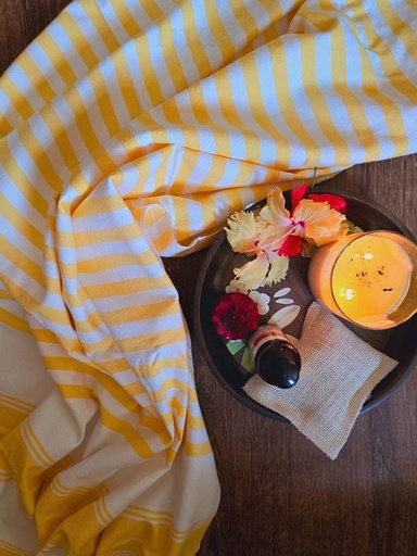 [inaara_sp00269] Haldi Handwoven Towel - Bhoōmi Collection