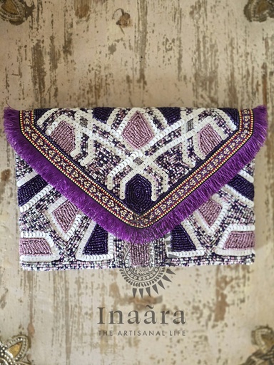 [inaara_sp00465] Orchid Dottyback Boho Clutch Bag