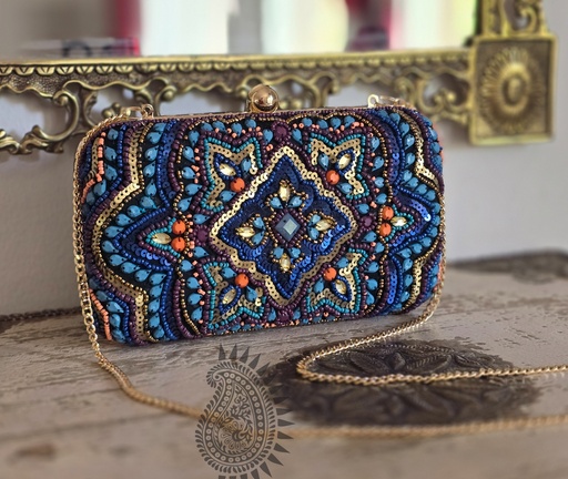 [inaara_sp00123] Blue Robin Envelope Clutch