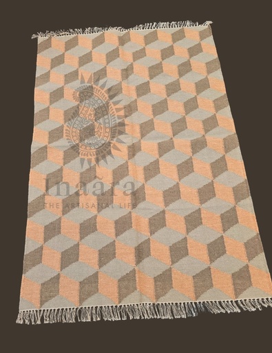 [inaara_sp00114] Block-a-Block Handwoven Dhurrie