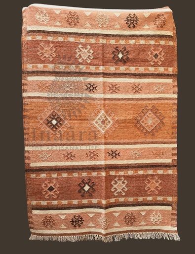 [inaara_sp00191] Desert Rose Handwoven Dhurrie