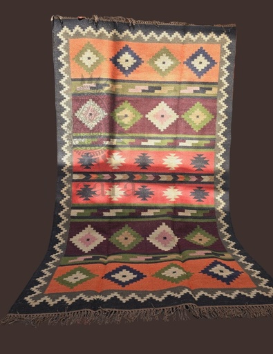 [inaara_sp00195] Dhani Handwoven Dhurrie