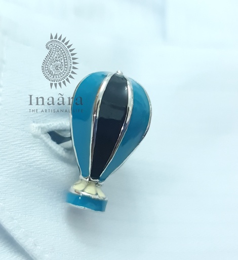 [inaara_sp00137] Cappadocia Hot Air Ballon Blue & Silver Cufflinks