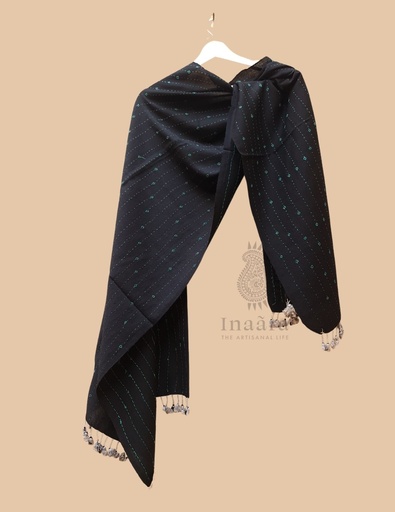 [inaara_sp00351] Koyel Fine Wool Kutchi Shawl