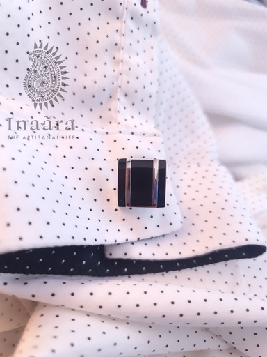 [inaara_sp00110] Black Onyx Stone Studded Cufflinks