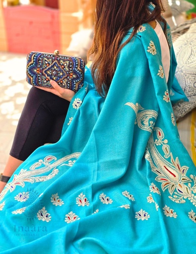 [inaara_sp00330] Jheel Tilla Embroidery Blue